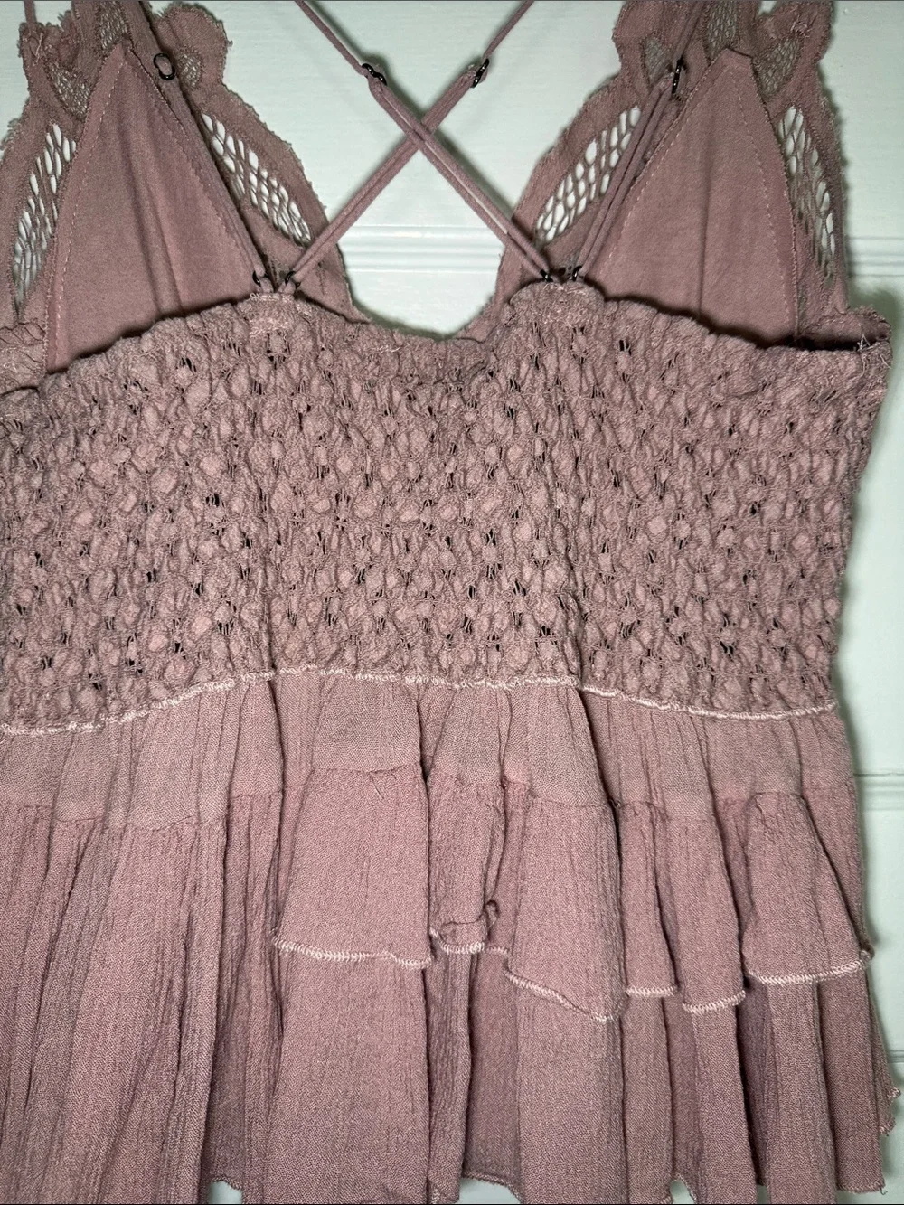 Free People Dusty Mauve Crochet Lace Cropped Tank - Picture 7 of 10